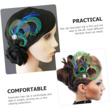 Peacock Plume Fascinator Hair Clip Blue Decorative Hairpin for Women Tea Party Cocktail Accessory