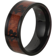 Ring aus Titanstahl mit Holzmaserung, zartem Schildkrötenmuster – modisches Accessoire für Partys und den Alltag
