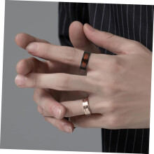 Wood Grain Titanium Steel Ring Male Finger Band Delicate Turtle Pattern Fashionable Accessory for Parties and Daily Wear
