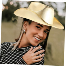Hat Sparkly Cowgirl Hat Western Theme Party Costume Fedora Cosplay Dress Up for Women Men Golden