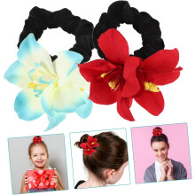 Dekorative Haargummis mit Blumenmotiv für Damen, 2 Stück, elastische Gummibänder für dickes Haar, Orchideenblüten-Scrunchies