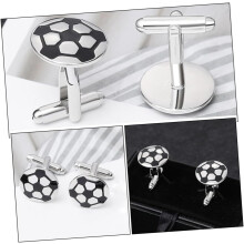 Botões de manguita de bola de futebol de 4 PCs masculinos, clipes de botão de camisa de cobre redondo clássico com design único