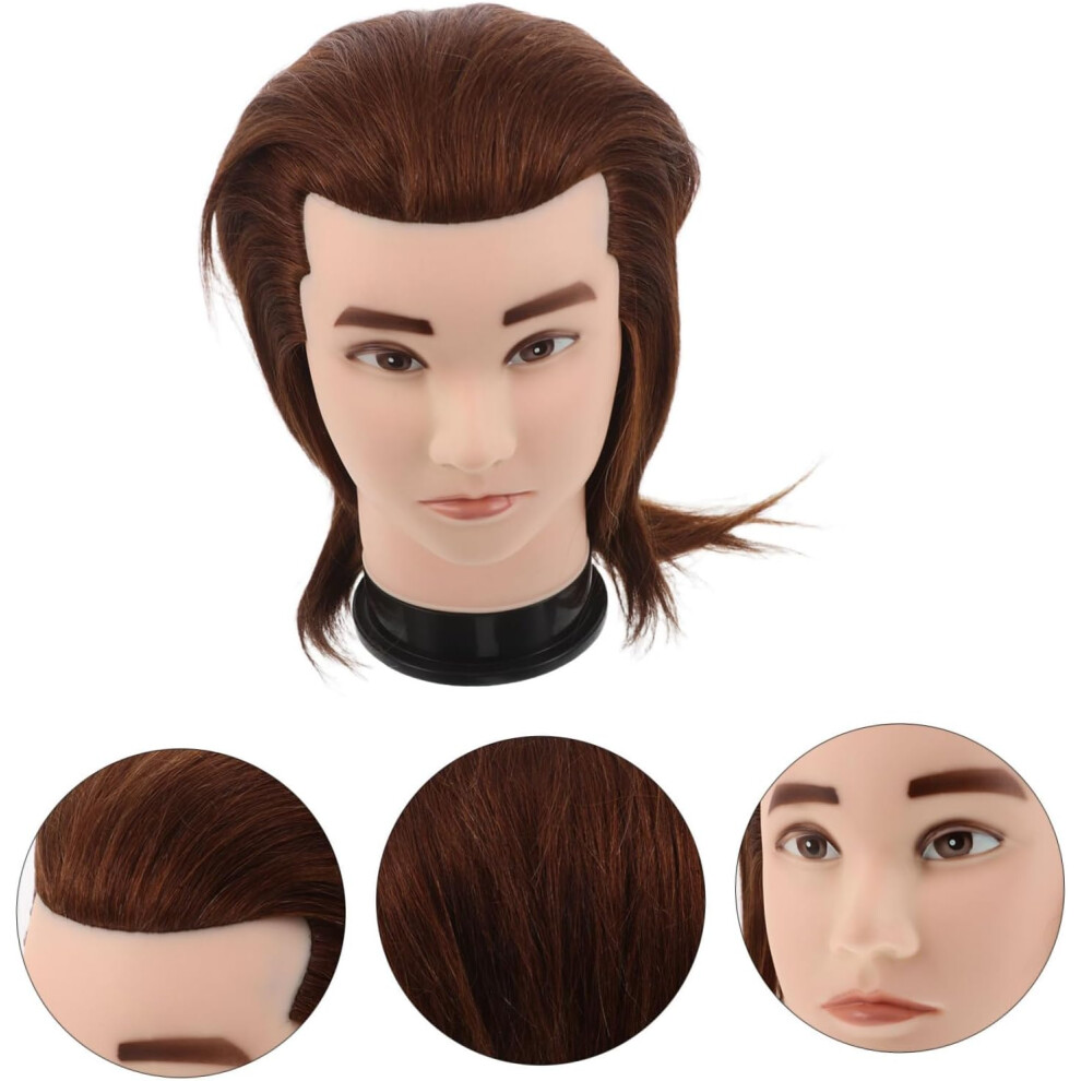Hkhbjs Men's Hairdressing Tutorial Training Head For Barber Practice Human Hair Mannequin For Styling Cutting Braiding