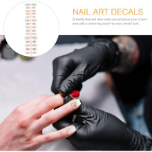 Press on Nails Set 30 Pieces Cat Eye Fake Nail Tips Short Full Cover for Women DIY Manicure Decoration
