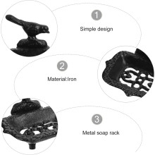 Seifenhalter aus Metall, Seifenabtropfschale aus Eisen, schwarzer Vogel, Vintage-Design, praktisch und komfortabel