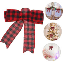 2 Stück karierte rot-schwarze Weihnachtsschleifen, große Schleifen