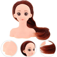 Übungskopf für Haarstyling-Puppen für Jungen und Mädchen, Übungskopf mit synthetischem braunem Haar