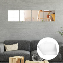 4 Stück glaslose Spiegelfliesen, Wandmontage, Sicherheitsspiegel, 12x12 Zoll, Polystyrol, abgerundete Verarbeitung