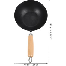 Small Wok Frying Pan 20cm Wrought Iron Multifunctional Smooth Surface Black Home Kitchen Use