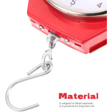 Tragbare mechanische Hängewaage mit Haken, 10 kg, rote Metall-Handwaage für Fische und Gepäck