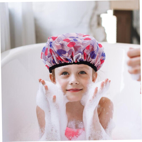 Bonnet de douche doublé pour femme, imperméable et élastique, bonnet de bain 2