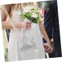 Borsa da sposa in tessuto con ricami floreali, spaziosa borsetta per damigella d'onore.