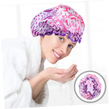 Bonnet de douche double couche réutilisable en satin imperméable pour femmes, bonnet de bain élastique extra large pour cheveux longs
