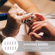 50 mini bandas de lijado para taladro de uñas de 3,1 mm, grano fino 150#, blancas, para manicura, arte de uñas y pulido. Uso doméstico.