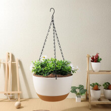 2 sett hengende planteholdere medium veggplantepotter drenering solide harpiks hengende kurver