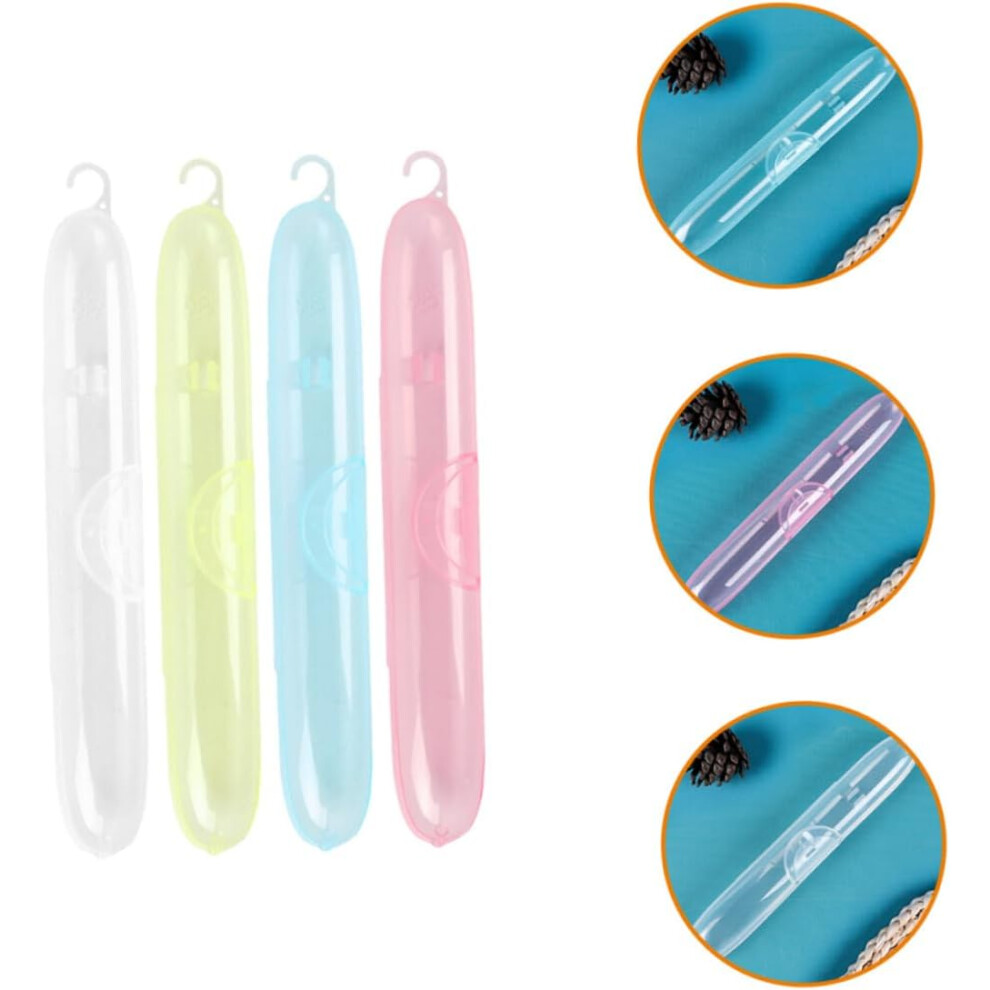 Hkhbjs 4Pcs Transparent Travel Toothbrush Cases Portable Toothbrush Organizers And Toothpaste Holders