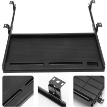 Sob mesa bandeja teclado gaveta deslizante conjunto com pinça e trilho, plataforma do suporte do teclado preto