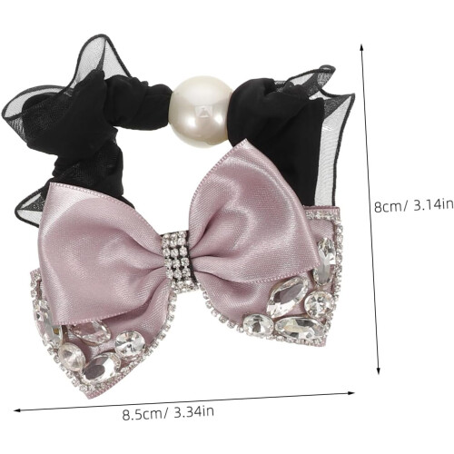 3 elastici per capelli con fiocco, strass e perle, ad alta elasticità, ideali per code di cavallo. 1