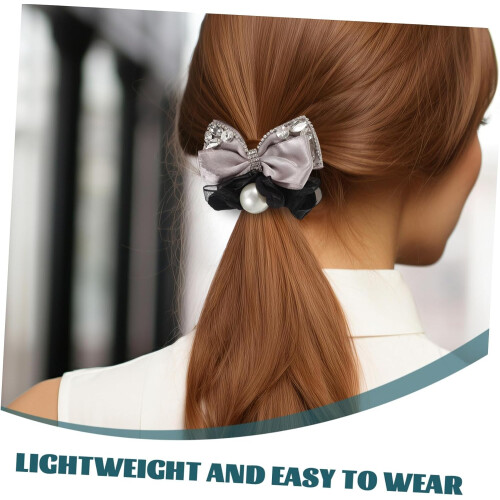 3 elastici per capelli con fiocco, strass e perle, ad alta elasticità, ideali per code di cavallo. 2
