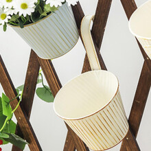 Plantadores de balde de ferro metálico de vasos de flores pendurados de 4pcs com ganchos