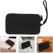 Wasserdichte, kleine, tragbare Silikon-Kosmetiktasche mit Reißverschluss, schwarzes quadratisches Kosmetik-Organizer-Etui