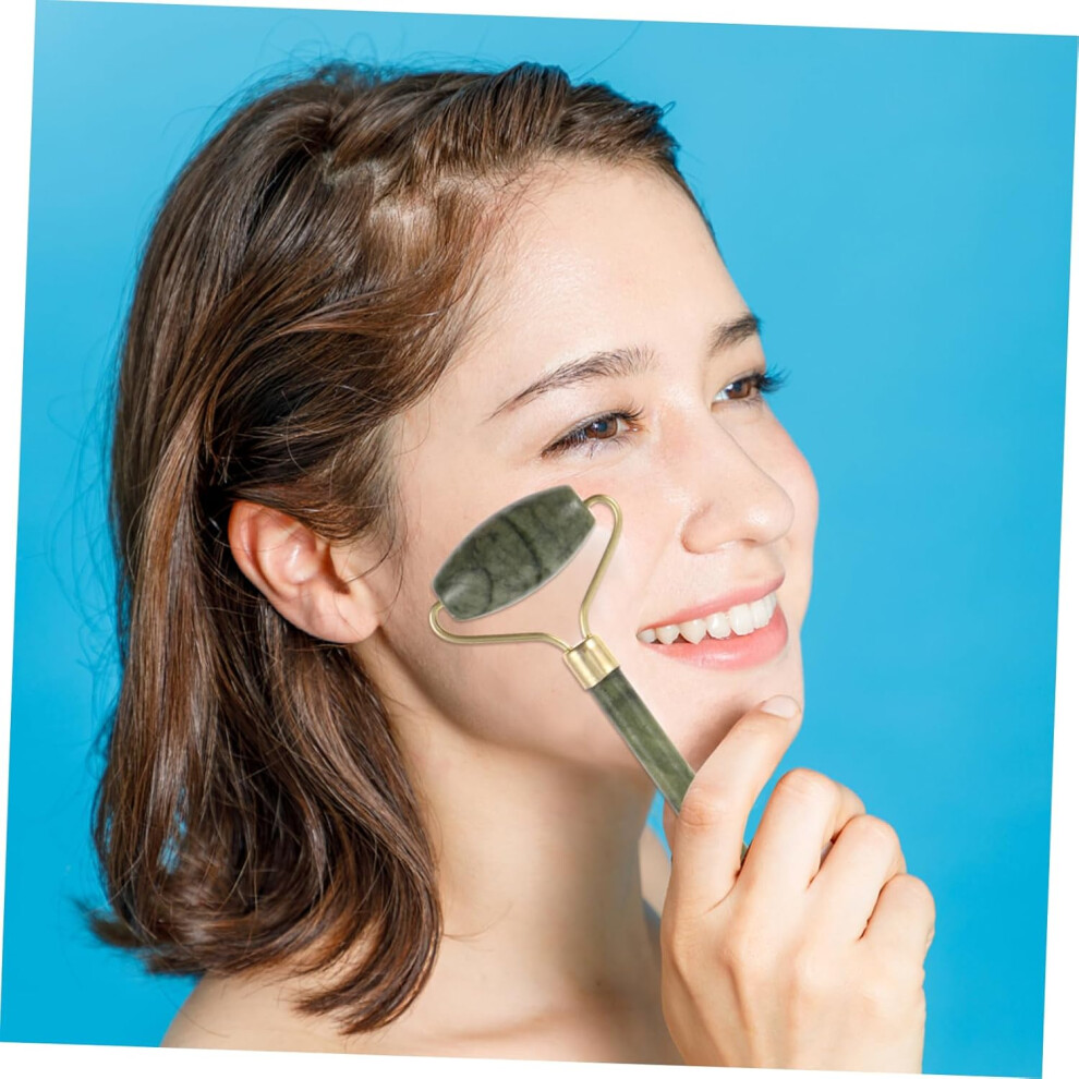 Hkhbjs 2Pcs Jade Beauty Device Face Massage Roller Jade Stone Facial Body Gua Sha Massager
