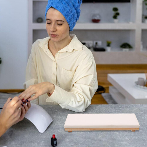 Cuscino per mani tipo Geta per manicure, base in legno, bracciolo, accessori per salone di bellezza, comodo 1