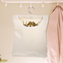Borsa portabiancheria con clip da appendere, organizer per mollette, beige in poliestere con gancio girevole, facile da appendere