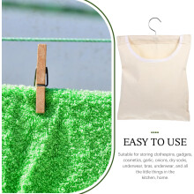 Wieszak na pranie, organizer na klamerki do bielizny, beżowy poliester, z obrotowym haczykiem, łatwy do powieszenia