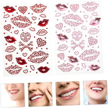10 Blatt Kreative Strass-Lippenaufkleber, Valentinstag-Herzen-Aufkleber, Strass-Lippenkuss-Tattoo, selbstklebend