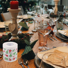 5rolls Christmas Pattern Toilet Paper Creative Napkins for Party Supplies Disposable Paper Towel Christmas Decor
