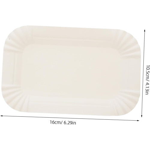 Rectangular Cake Plates Bulk White Paper Plates 100pcs Disposable Design Food Safe Rectangular Cake Boards 1