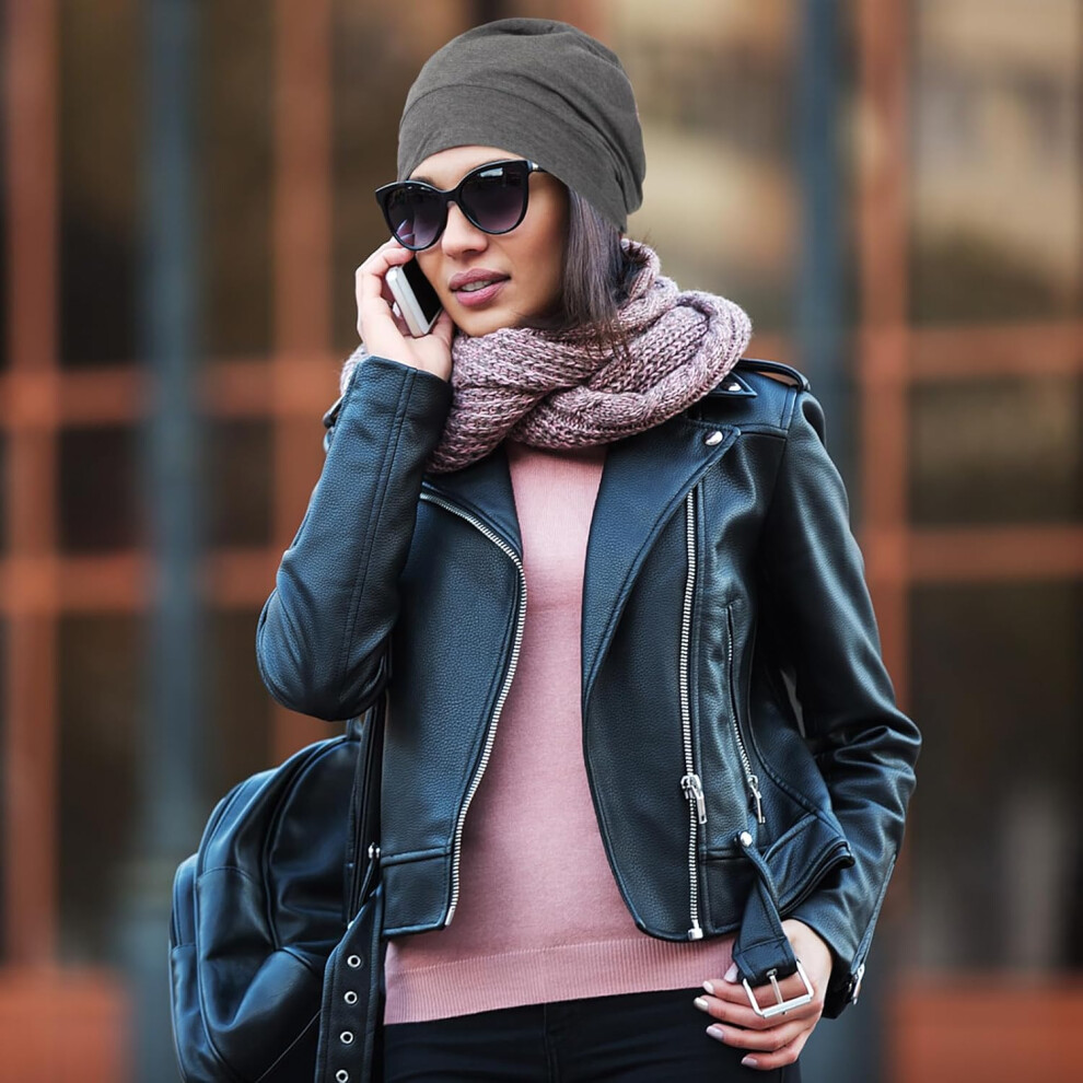 Hkhbjs Dark/Grey Satin Supple Bonnet Hat For Women Adjustable Elastic Sleeping Cap