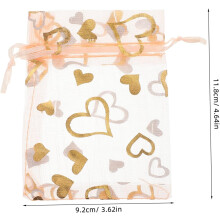 50pcs Heart Shaped Storage Pouches Valentines Day Drawstring Mesh Bags Jewelry