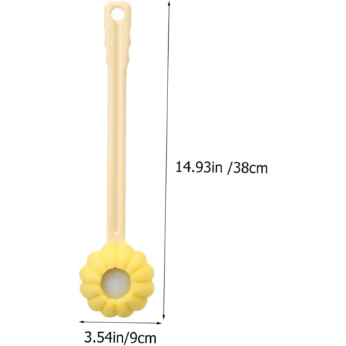 Silicone Long Handle Back Scrubber Yellow Sponge Exfoliating Bath Brush 1