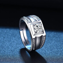 Copper Men’S Adjustable White Zirconium Finger Ring Stylish Wedding Couple Band Jewelry for Festival and Daily Wear