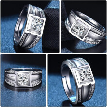 Verstellbarer Herren-Fingerring aus Kupfer mit weißem Zirkonia – stilvoller Ehering für Paare, ideal für Feste und den Alltag.
