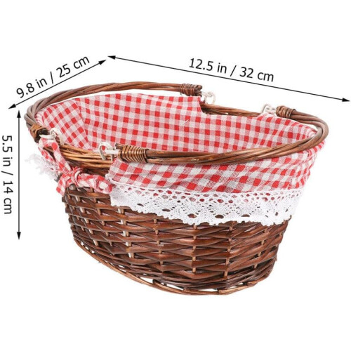 Weidenkorb-Picknick, 31,75 x 25,4 cm, mit Griff und Deckelfutter 1