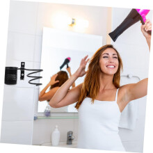 Hair Dryer Holder Wall Mounted Hair Dryer Storage Rack Anti-slip Design Space Saving