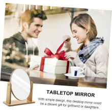 Houten cosmetische spiegel, draaibaar, geschikt voor op tafel of bureau, kaptafel of make-up spiegel voor thuis of in de badkamer.