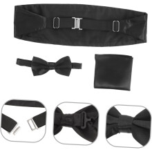 Pánsky elegantný oblekový set s motýlikom a vreckovkou do saka, čierny, na špeciálne príležitosti
