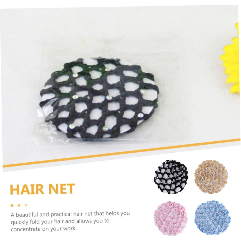 Hkhbjs 4Pcs Crochet Hairnet Elastic Hair Snood Hair Nets Bun Cover For Ballet Dance Performance Reusable Nets Polyester Material