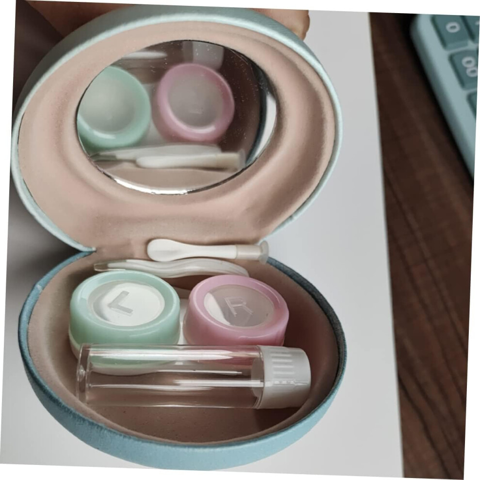 Hkhbjs 2Sets Portable Contact Lens Case Lens Storage Box Mirror For Travel And Daily Use