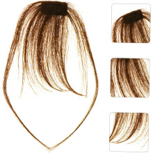 Haarverlängerung mit luftigem Pony und Koteletten, hellbraun, natürliches Vorderteil für Damen, ideal für Alltag und Partys