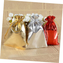 Lot de 24 pochettes argentées à cordon pour ranger bijoux et bouteilles de vin