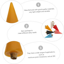 6 stk. fargestiftspiss DIY neglekunstpennhode klebrig vokshode for neglesmykker rhinestones plukker