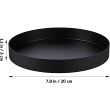 Tavă de servire, tavă pentru ceai, diametru 14,5 in, oțel inoxidabil negru, multifuncțională, design elegant și simplu