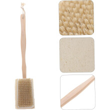 Dřevěný kartáč na koupel s dlouhou rukojetí, čistič pórů, exfoliátor těla pro sprchu, koupelnu, lázeňskou masáž zad