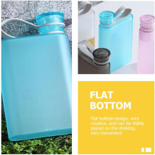 A5 Flat Blue Sports Water Bottle 380Ml, Portable Hiking Flask Travel Kettle