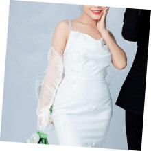 Short Wedding Dress Detachable Tulle Mesh Sleeves for Bride Engagement Party Formal Dresses Women